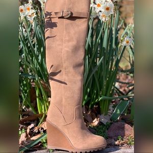 Tan Knee High Heeled Boots